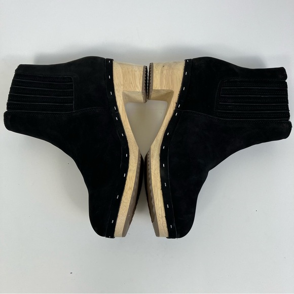 Loft Black Suede Platform Clog Boots Pull-on Fall Booties Sz 9 Like New - Picture 9 of 16